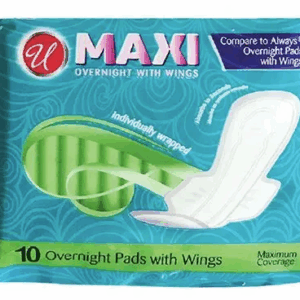 Feminine Hygiene Maxi Pads w/Wings 10ct